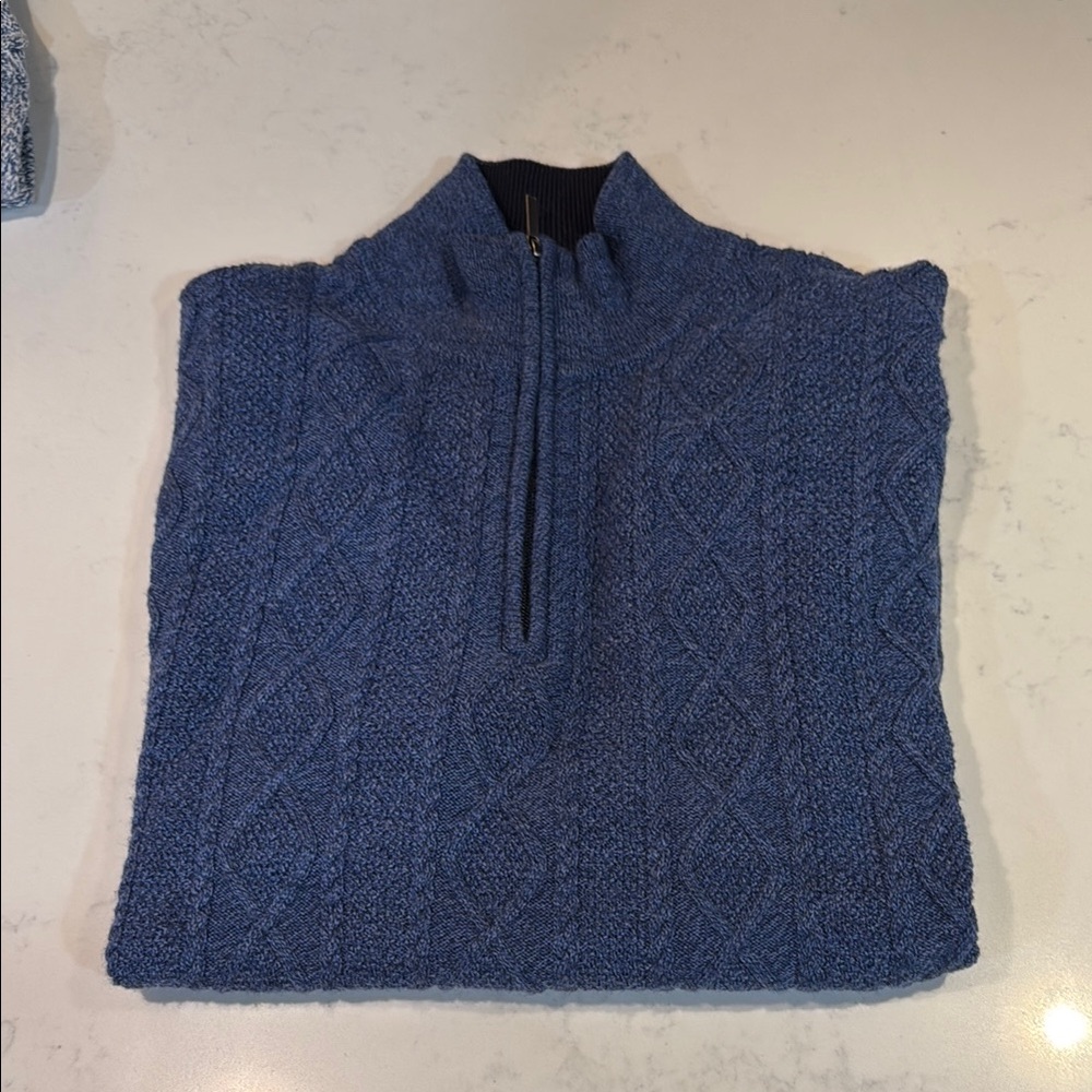 Men's Blue Cable Knit Sweater